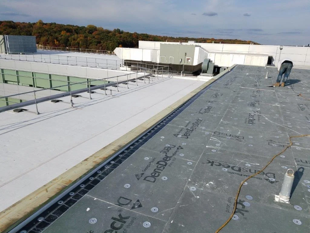 Commercial roofing project in Deer Park Suffolk County — All-Star Roofing Inc. flat roof installation